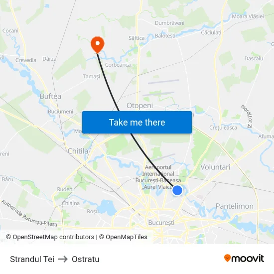 Strandul Tei to Ostratu map