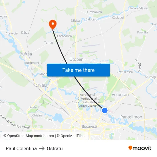 Raul Colentina to Ostratu map
