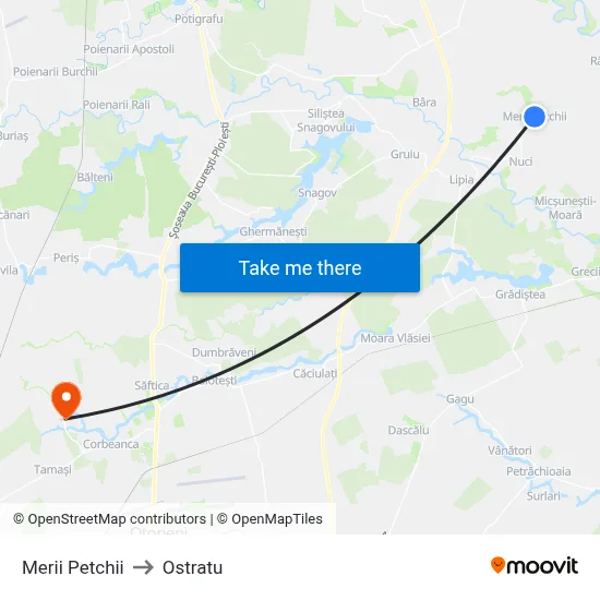 Merii Petchii to Ostratu map