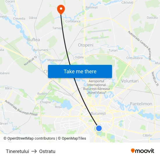 Tineretului to Ostratu map