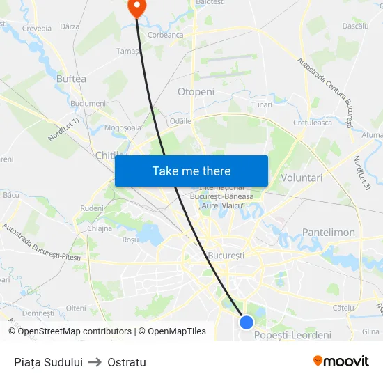 Piața Sudului to Ostratu map