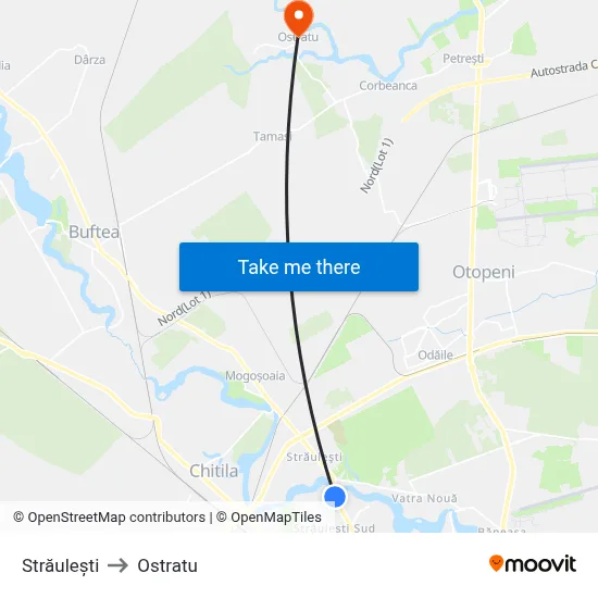 Străulești to Ostratu map