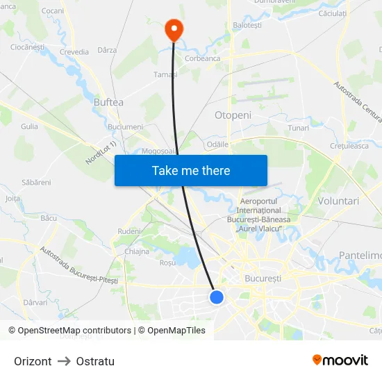 Orizont to Ostratu map