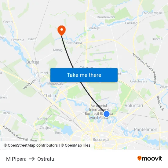 M Pipera to Ostratu map