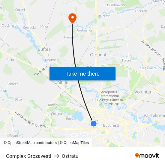 Complex Grozavesti to Ostratu map