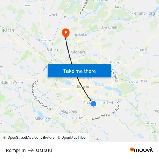 Romprim to Ostratu map