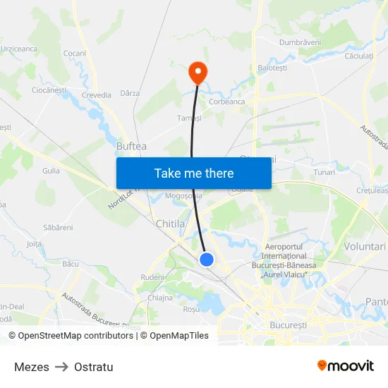 Mezes to Ostratu map