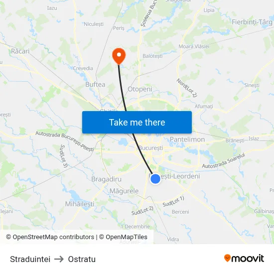 Straduintei to Ostratu map