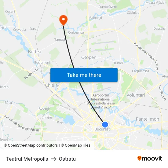 Teatrul Metropolis to Ostratu map