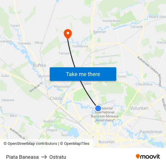 Piata Baneasa to Ostratu map