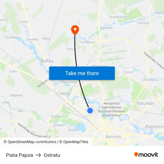 Piata Pajura to Ostratu map