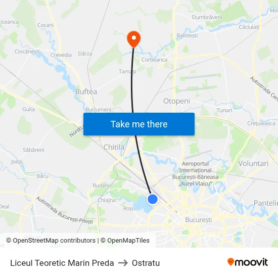 Liceul Teoretic Marin Preda to Ostratu map