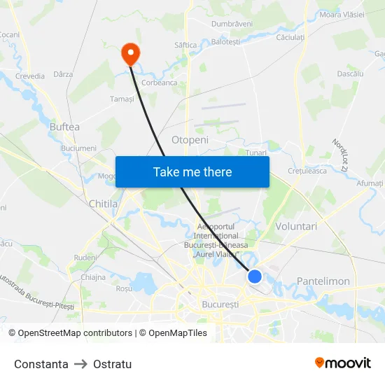 Constanta to Ostratu map