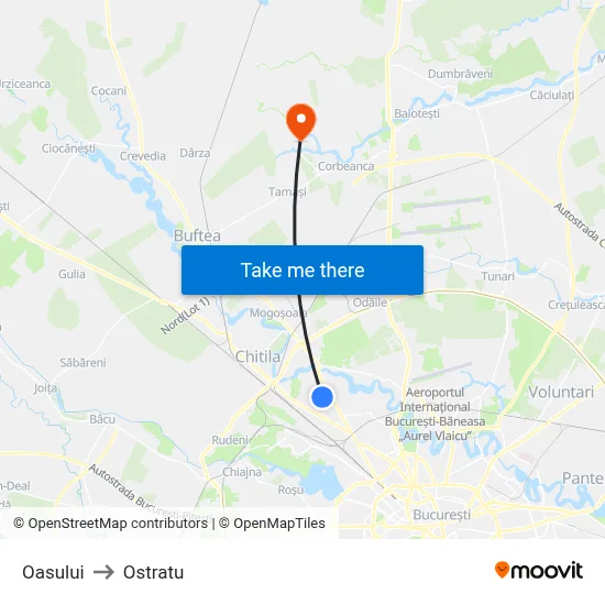Oasului to Ostratu map