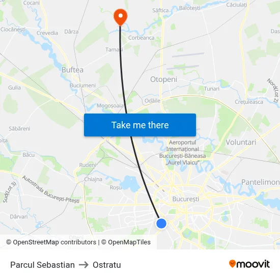 Parcul Sebastian to Ostratu map