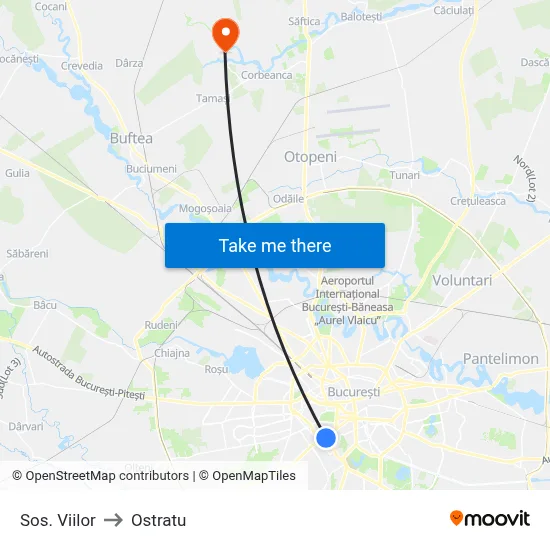 Sos. Viilor to Ostratu map