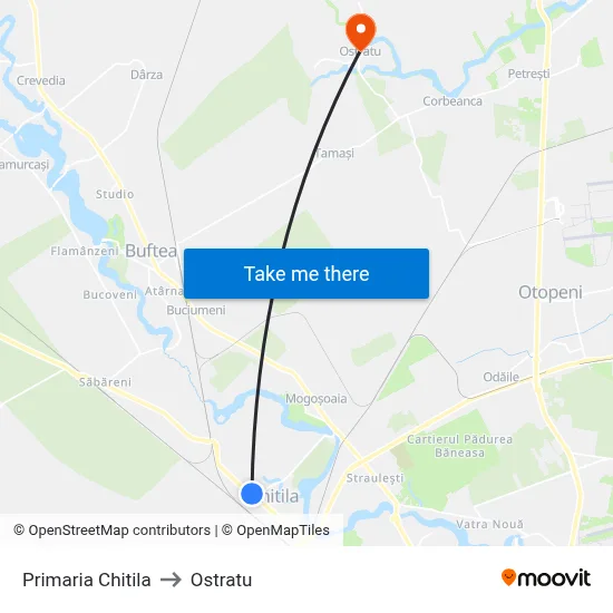 Primaria Chitila to Ostratu map