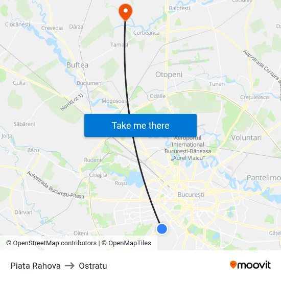 Piata Rahova to Ostratu map
