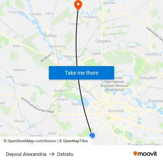 Depoul Alexandria to Ostratu map