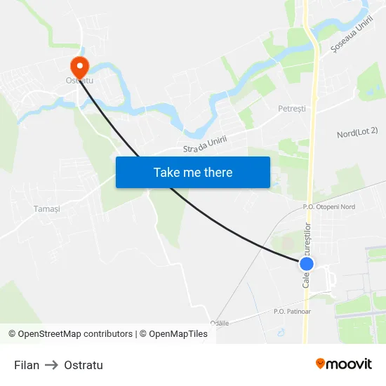 Filan to Ostratu map