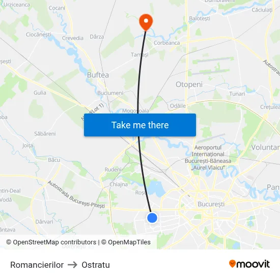 Romancierilor to Ostratu map