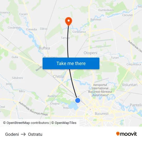 Godeni to Ostratu map