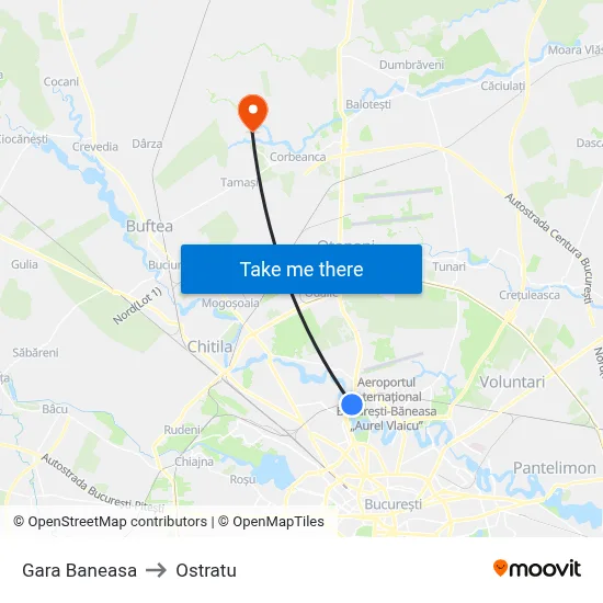Gara Baneasa to Ostratu map