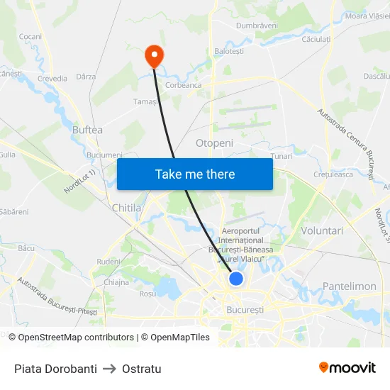 Piata Dorobanti to Ostratu map