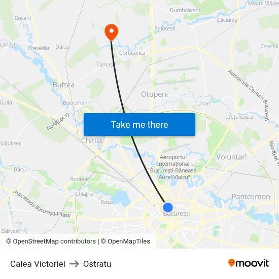 Calea Victoriei to Ostratu map