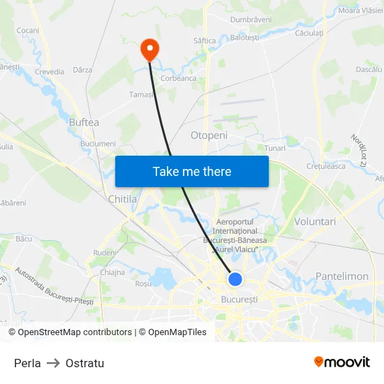 Perla to Ostratu map