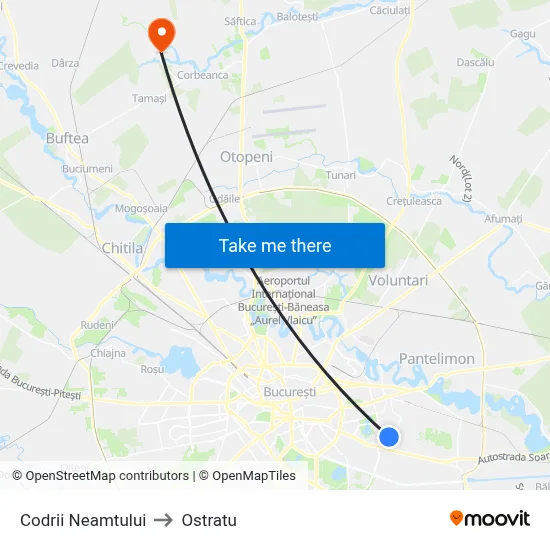 Codrii Neamtului to Ostratu map