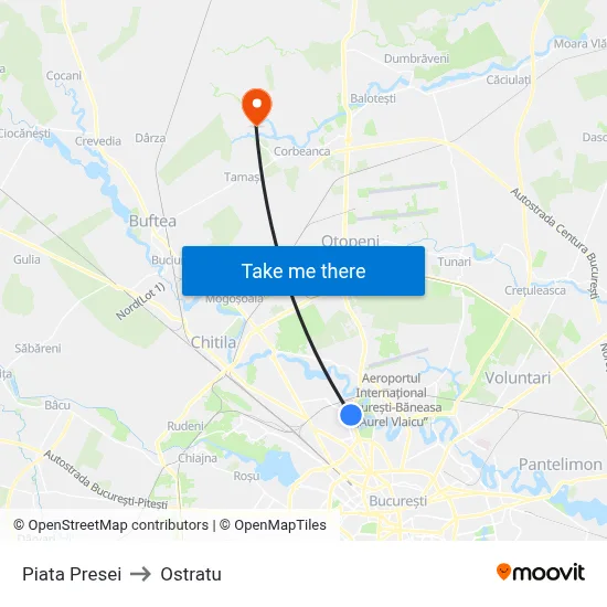 Piata Presei to Ostratu map