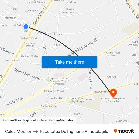 Calea Mosilor to Facultatea De Inginerie A Instalațiilor map