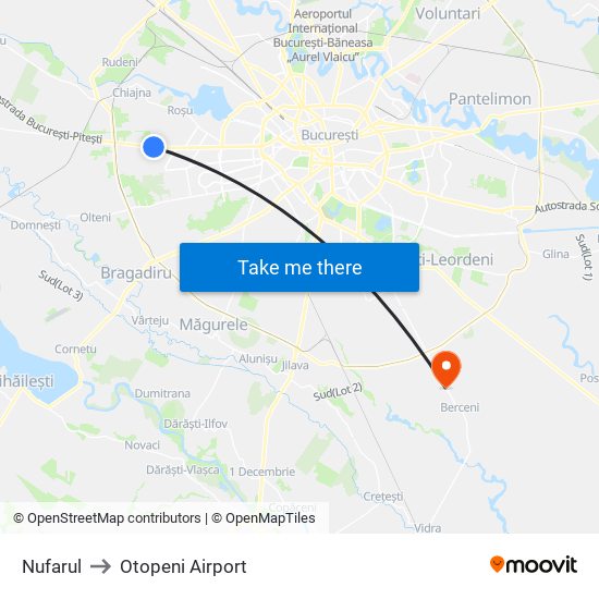 Nufarul to Otopeni Airport map