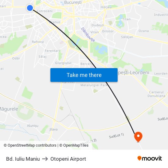 Bd. Iuliu Maniu to Otopeni Airport map