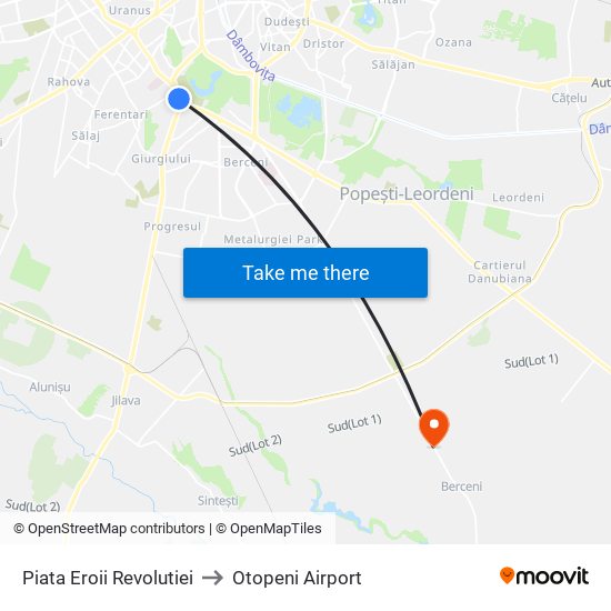 Piata Eroii Revolutiei to Otopeni Airport map