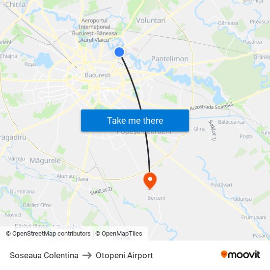 Soseaua Colentina to Otopeni Airport map