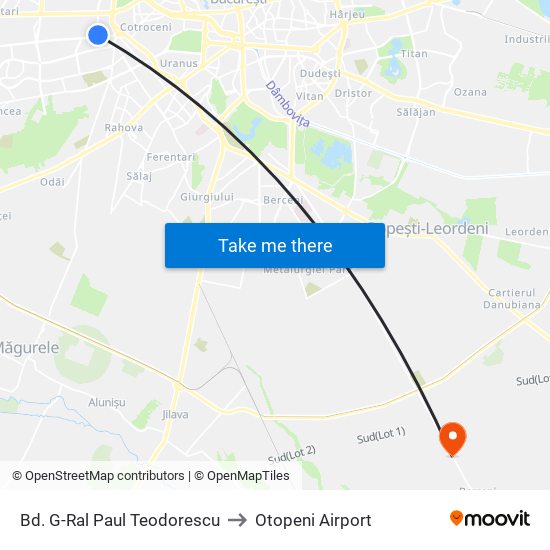 Bd. G-Ral Paul Teodorescu to Otopeni Airport map