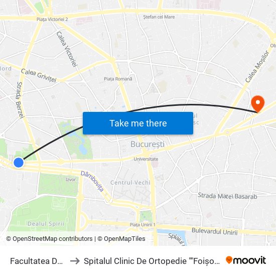 Facultatea De Drept to Spitalul Clinic De Ortopedie ""Foișor"" - Ambulator map