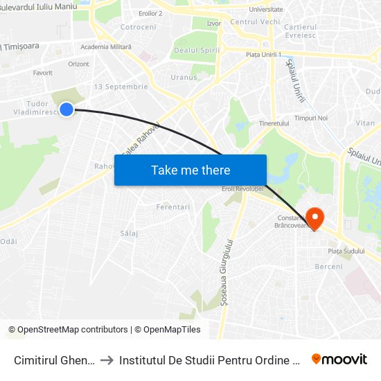 Cimitirul Ghencea to Institutul De Studii Pentru Ordine Publică map