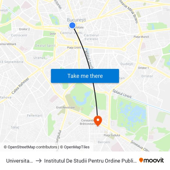 Universitate to Institutul De Studii Pentru Ordine Publică map