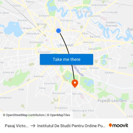Pasaj Victoria to Institutul De Studii Pentru Ordine Publică map