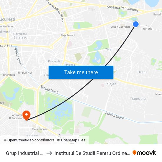 Grup Industrial Titan to Institutul De Studii Pentru Ordine Publică map