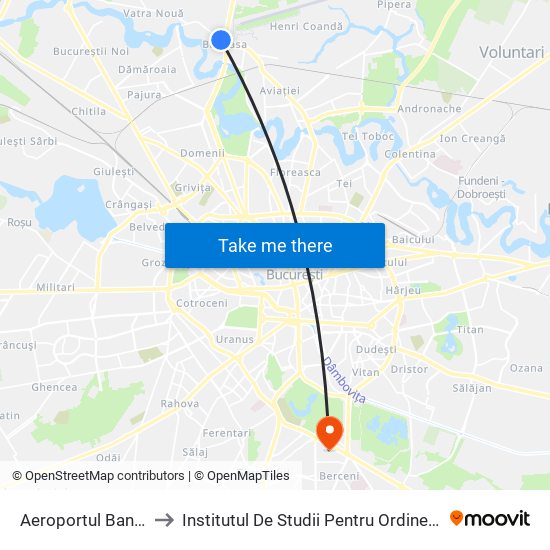 Aeroportul Baneasa to Institutul De Studii Pentru Ordine Publică map