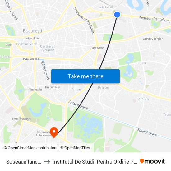 Soseaua Iancului to Institutul De Studii Pentru Ordine Publică map