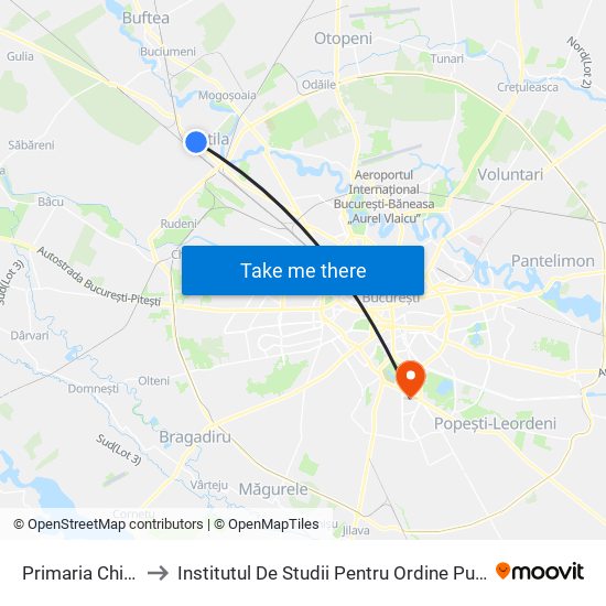 Primaria Chitila to Institutul De Studii Pentru Ordine Publică map