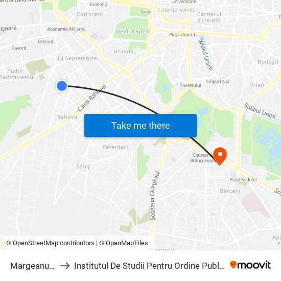 Margeanului to Institutul De Studii Pentru Ordine Publică map