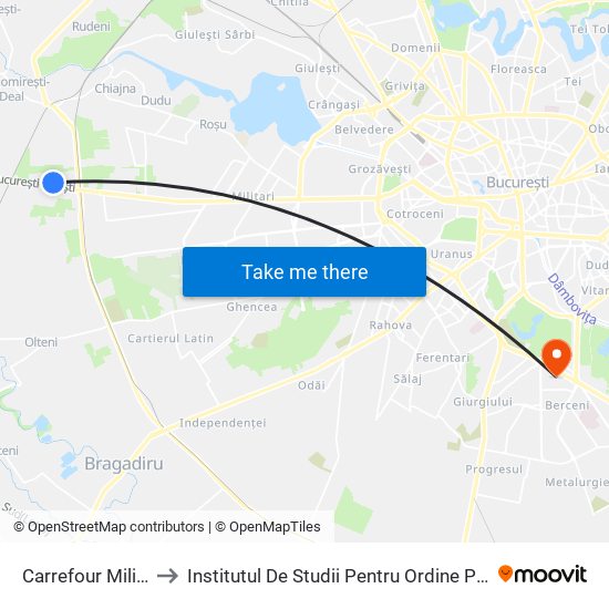 Carrefour Militari to Institutul De Studii Pentru Ordine Publică map