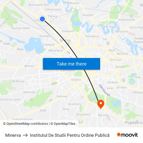 Minerva to Institutul De Studii Pentru Ordine Publică map