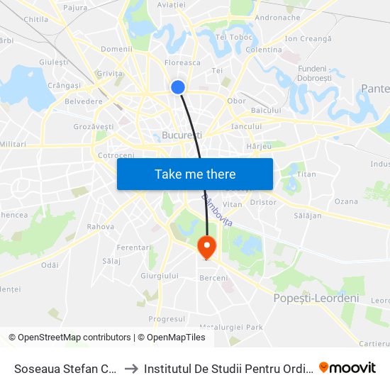 Soseaua Stefan Cel Mare to Institutul De Studii Pentru Ordine Publică map